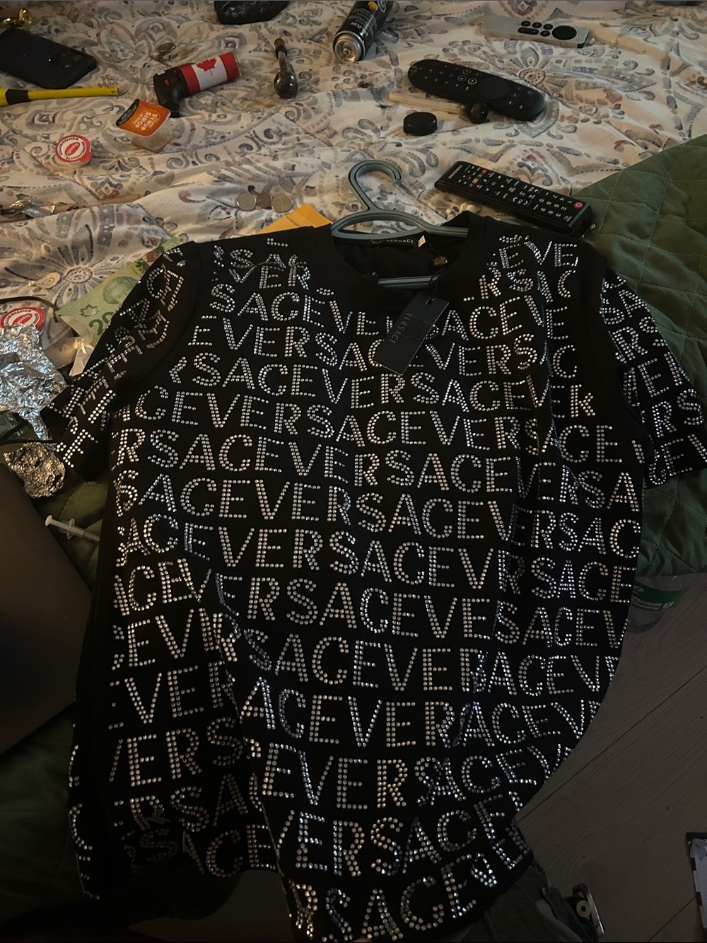 Versace Black Studded Track Suit With Tags